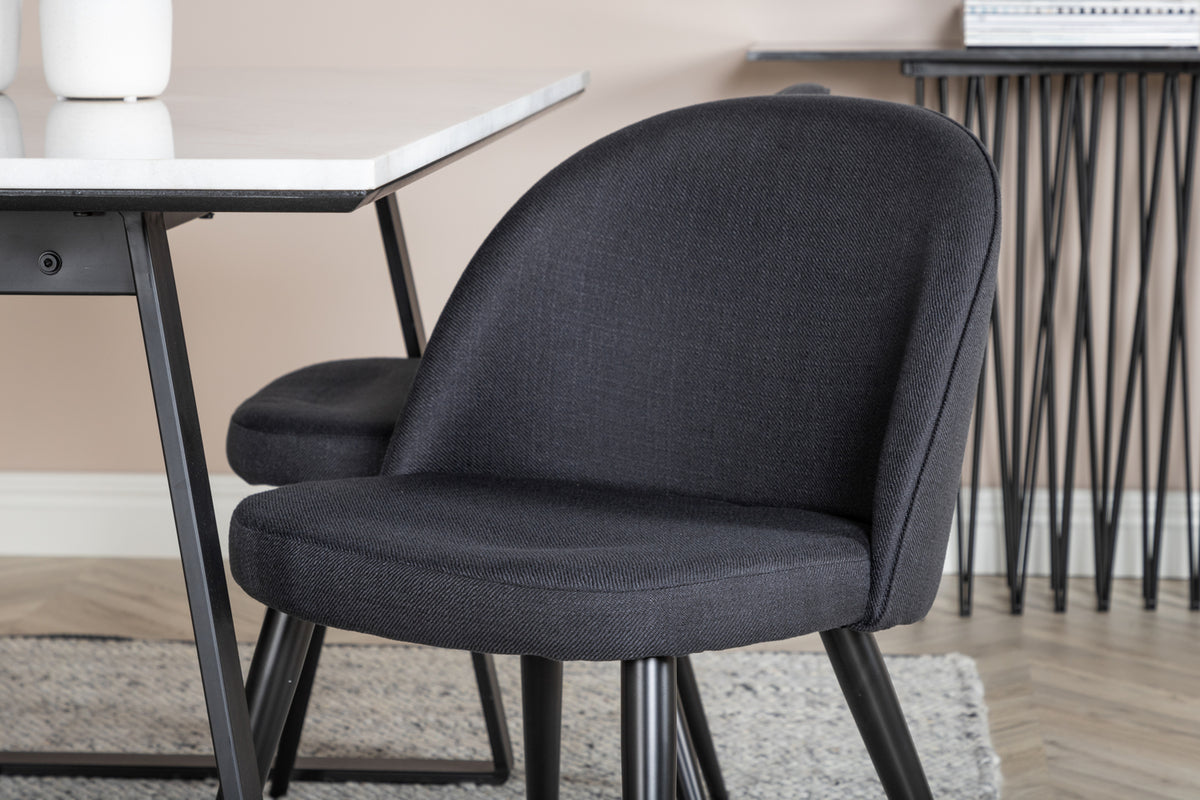 Venture Design Estelle & Velvet Rektangulära Matbord 140 x 90 Svart + Matstolar 2-pack Svart