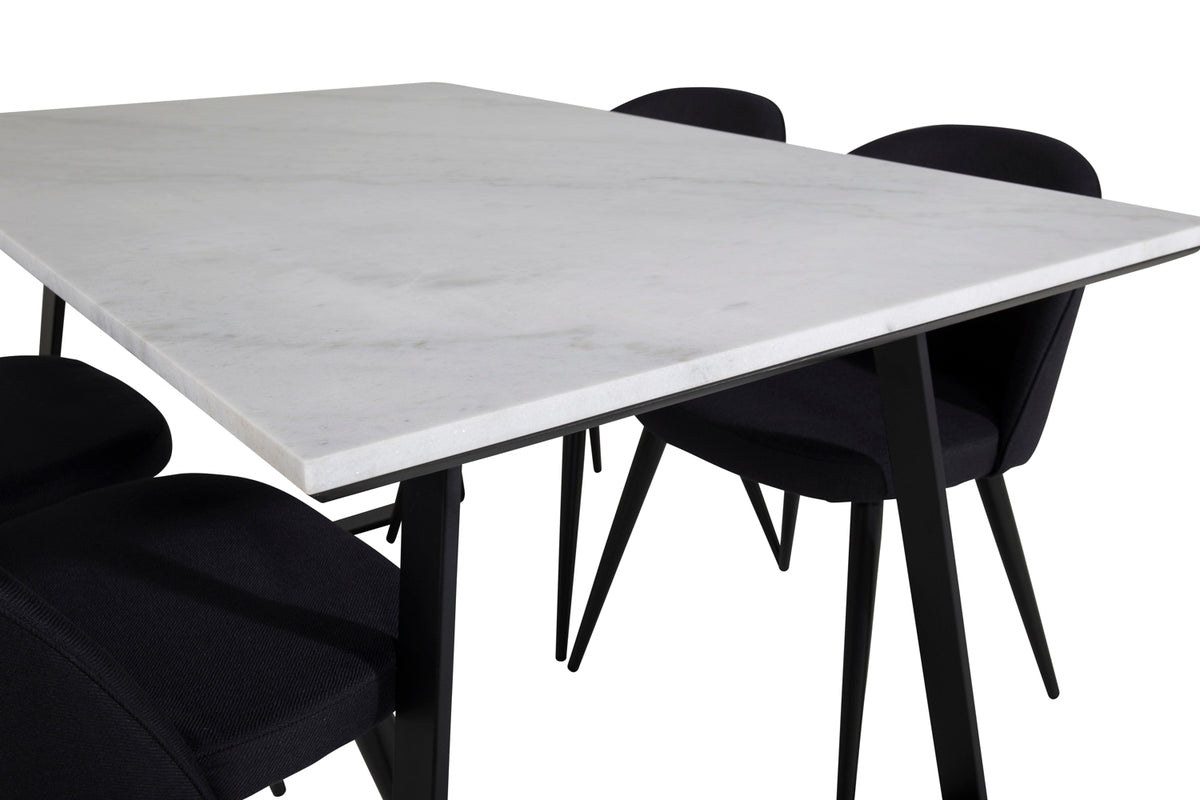 Venture Design Estelle & Velvet Rektangulära Matbord 140 x 90 Svart + Matstolar 2-pack Svart