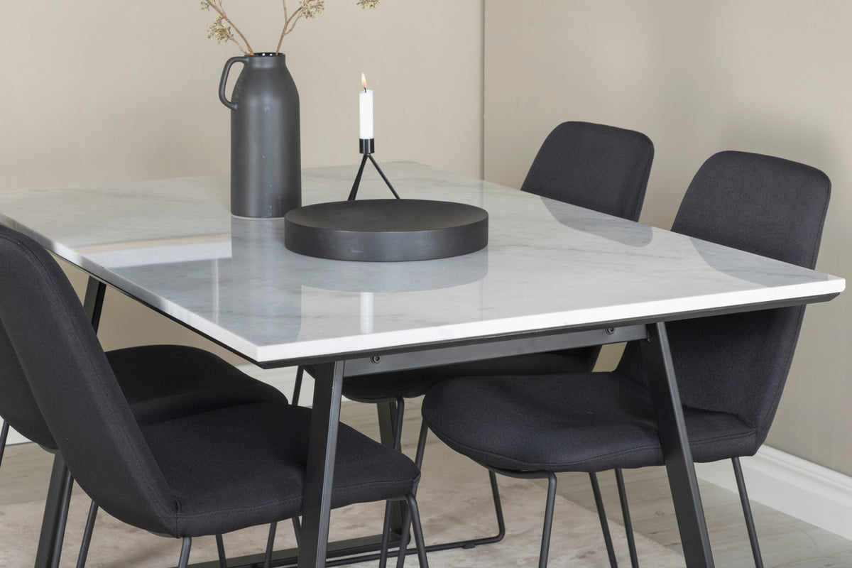 Venture Design Muce & Estelle Matstolar 2-pack Svart + Rektangulära Matbord 140 x 90 Svart