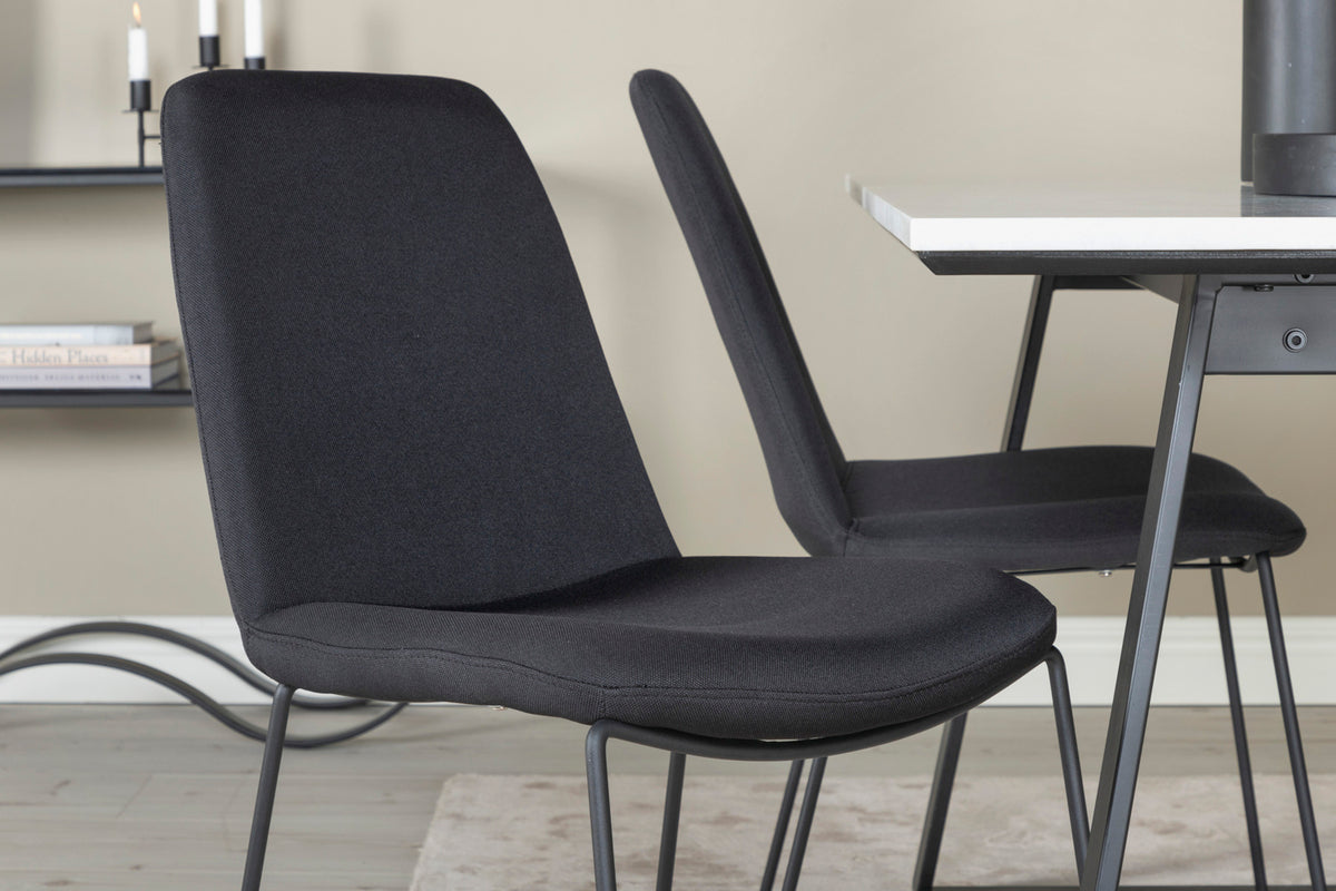 Venture Design Muce & Estelle Matstolar 2-pack Svart + Rektangulära Matbord 140 x 90 Svart