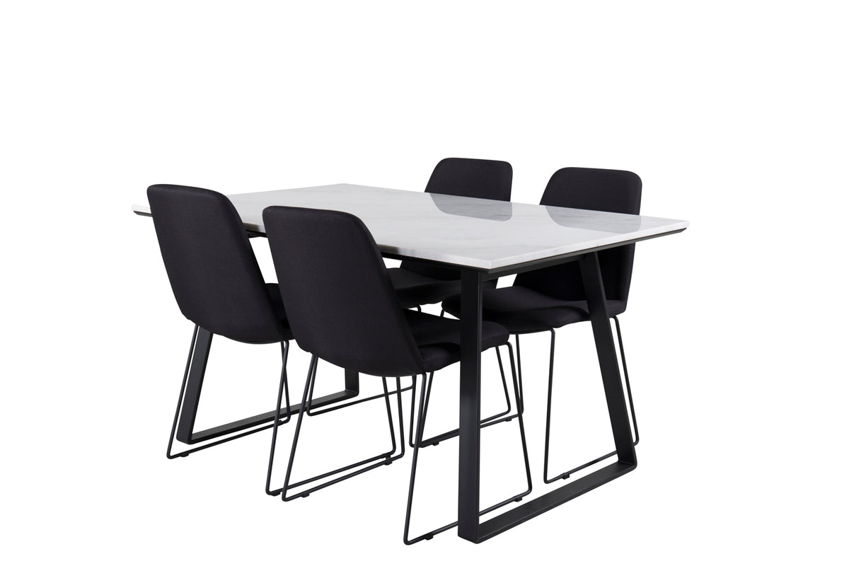 Venture Design Muce & Estelle Matstolar 2-pack Svart + Rektangulära Matbord 140 x 90 Svart