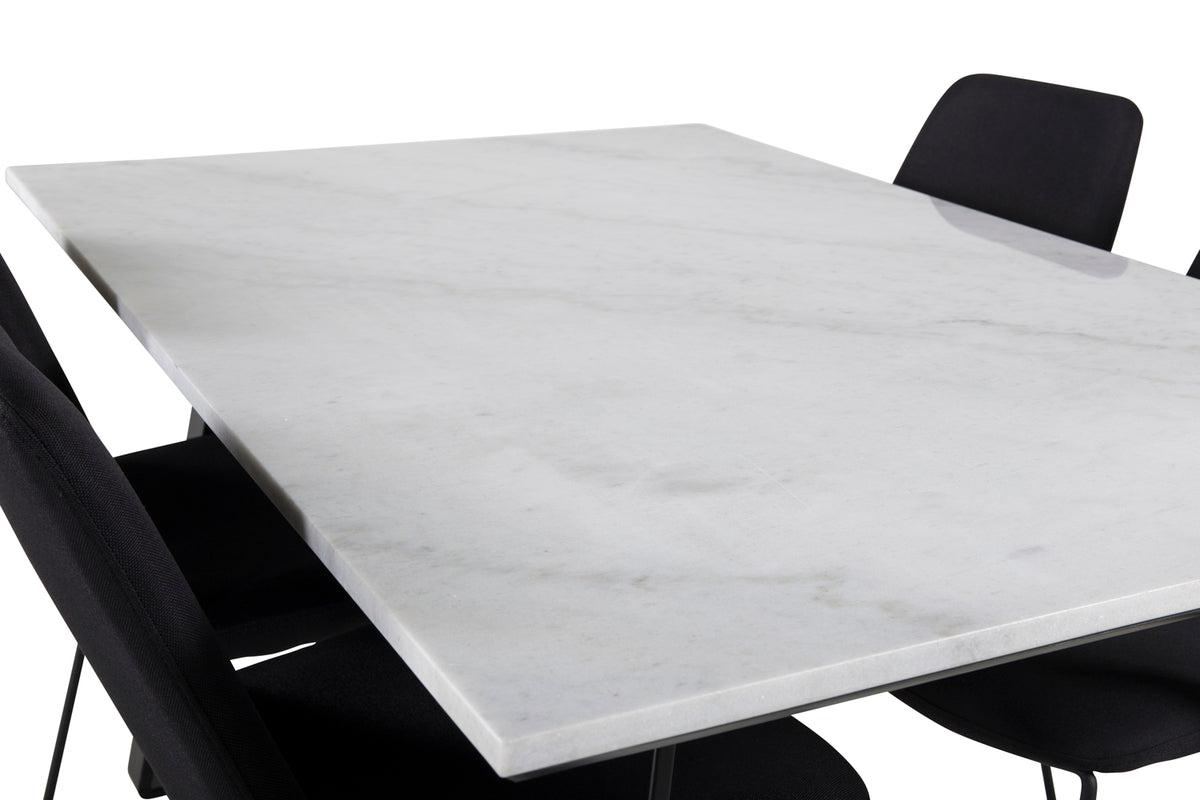 Venture Design Muce & Estelle Matstolar 2-pack Svart + Rektangulära Matbord 140 x 90 Svart