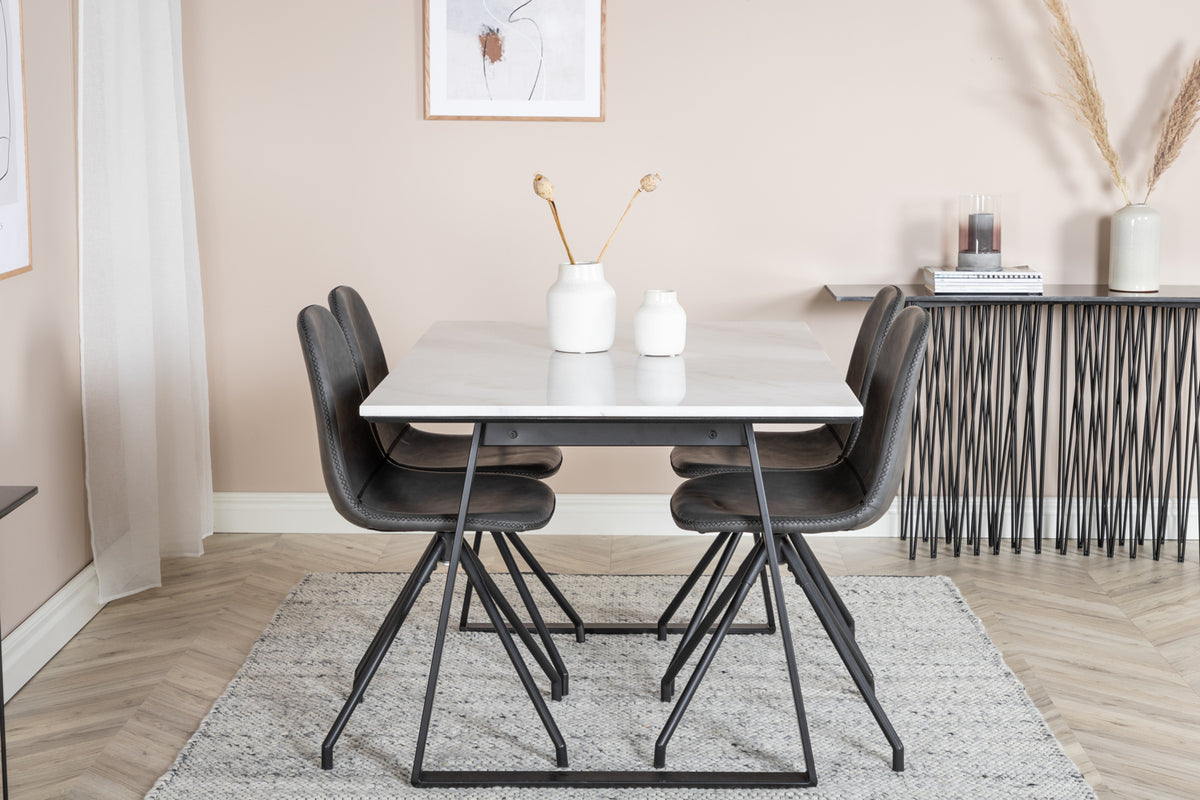 Venture Design Estelle & Polar Matbord 90x140 + Matstolar Svart