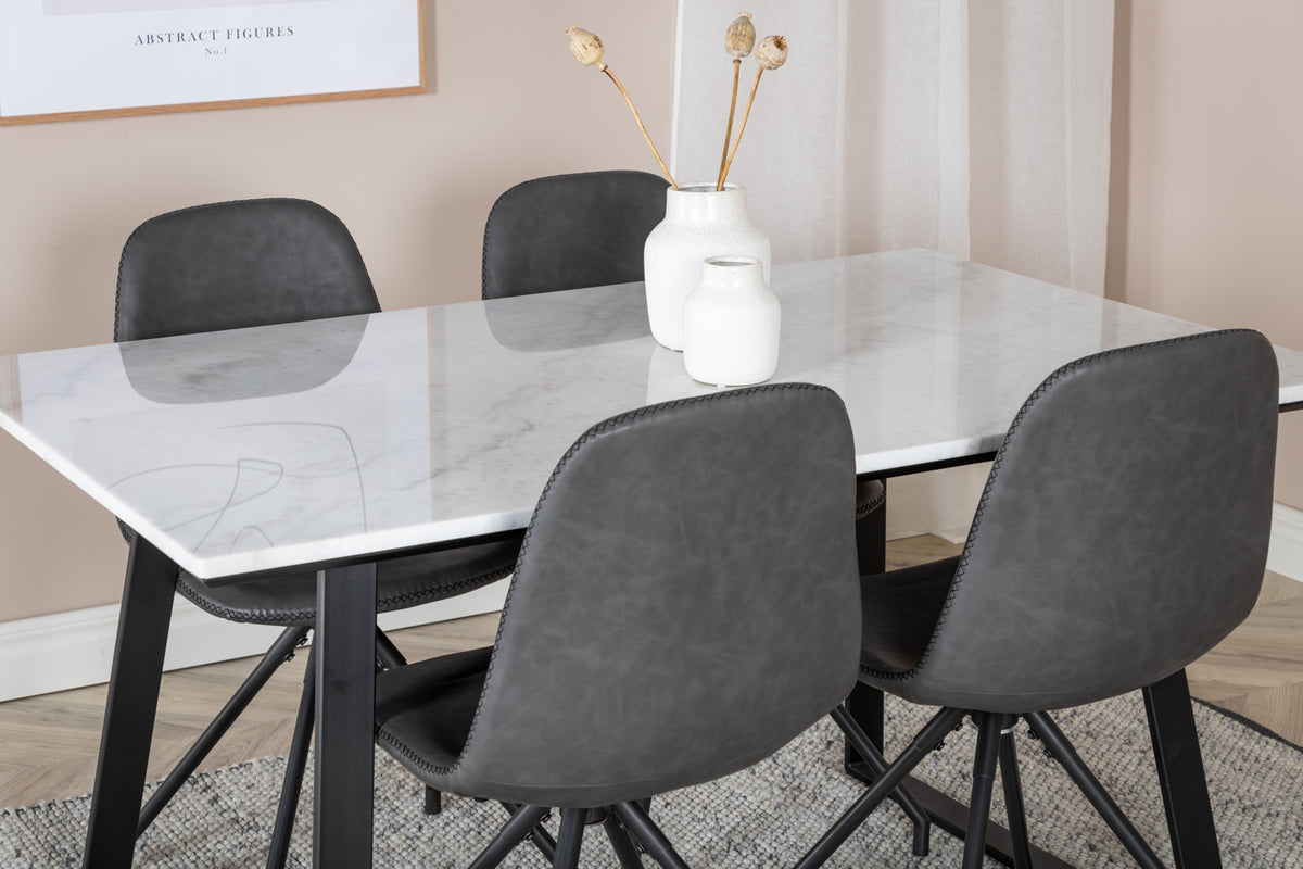 Venture Design Estelle & Polar Matbord 90x140 + Matstolar Svart