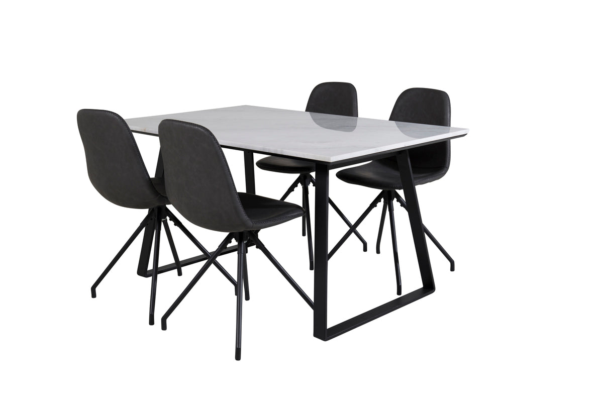 Venture Design Estelle & Polar Matbord 90x140 + Matstolar Svart