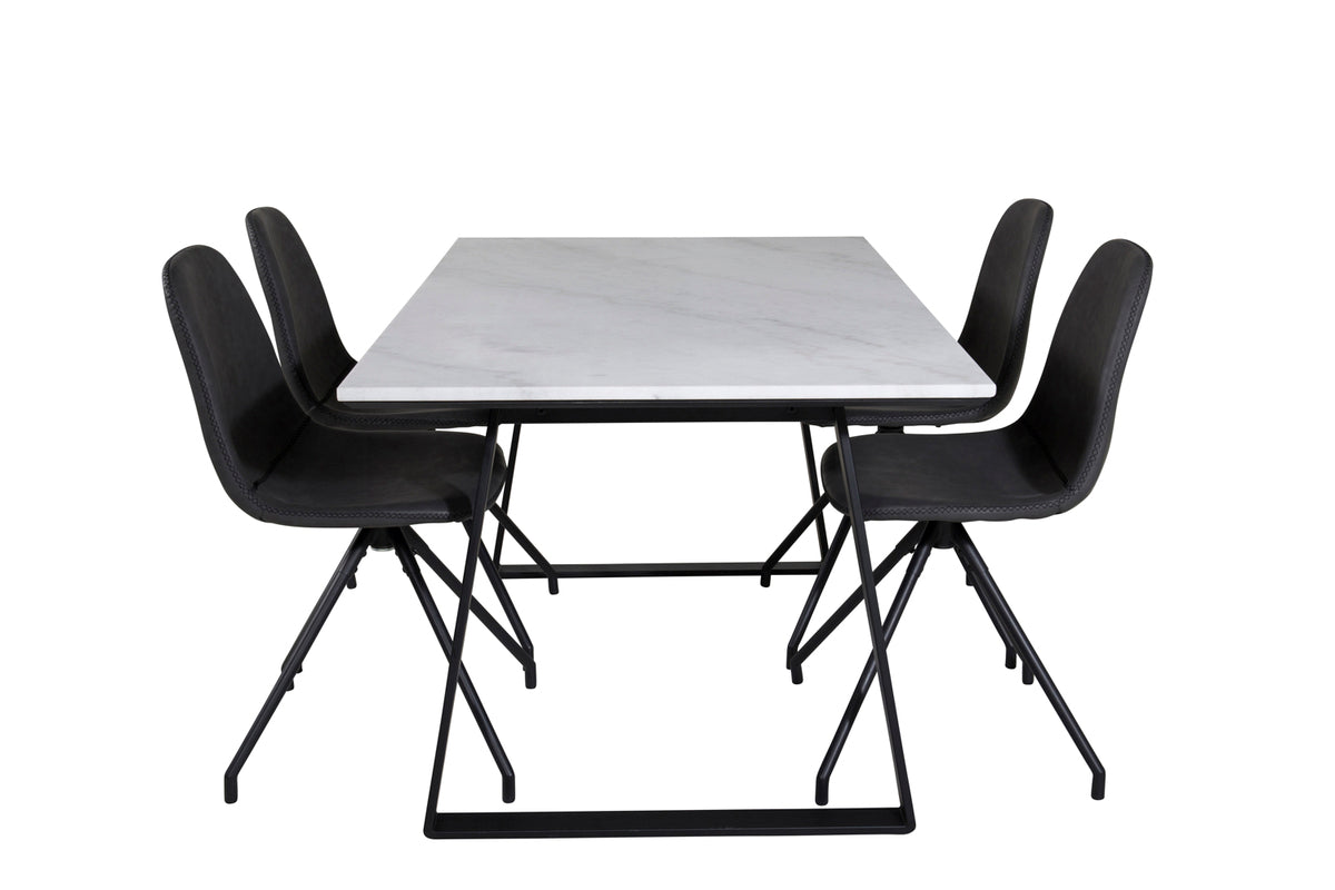Venture Design Estelle & Polar Matbord 90x140 + Matstolar Svart