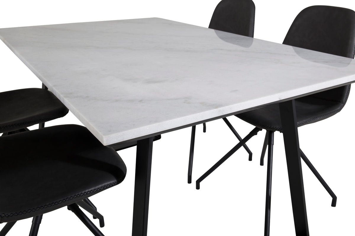Venture Design Estelle & Polar Matbord 90x140 + Matstolar Svart