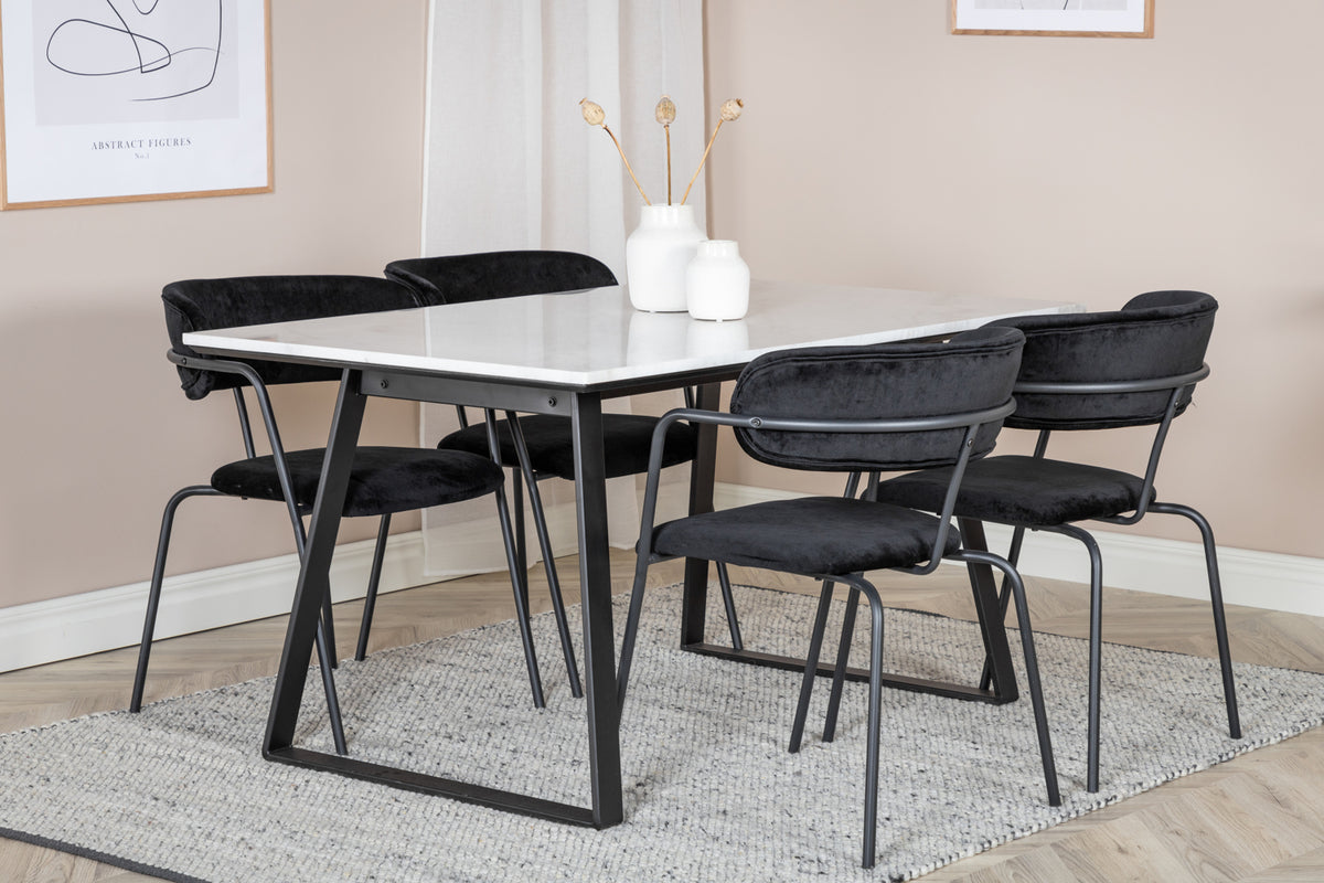 Venture Design Arrow & Estelle Matstolar Svart + Matbord 90x140