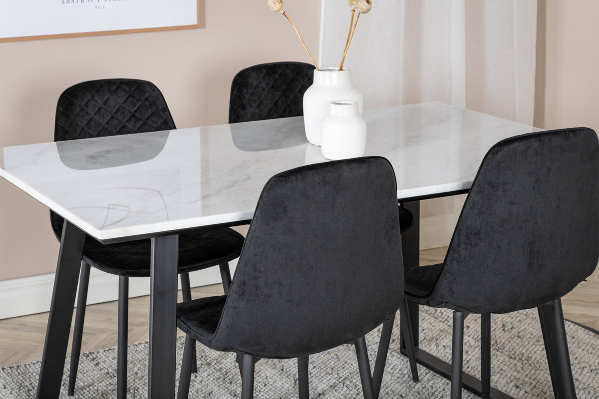 Venture Design Estelle & Polar Rektangulära Matbord 140 x 90 Svart + Matstolar 2-pack Svart