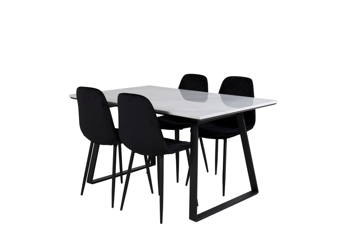 Venture Design Estelle & Polar Rektangulära Matbord 140 x 90 Svart + Matstolar 2-pack Svart
