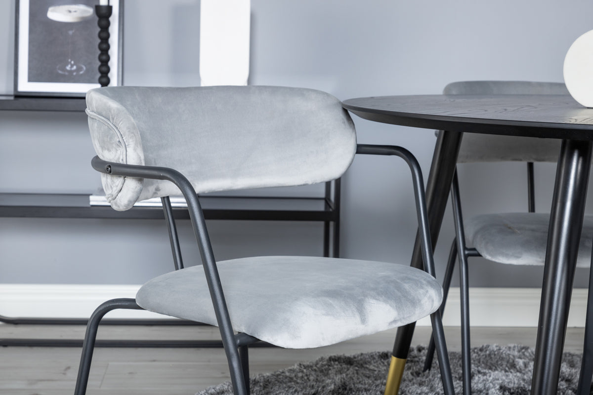 Venture Design Arrow & Dipp Matstolar 2-pack Grå + Runda Matbord ⌀115 Svart