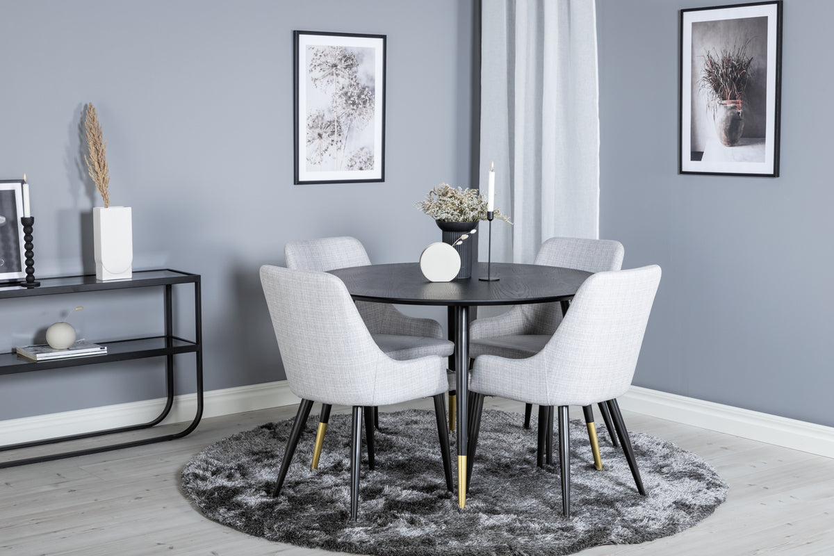 Venture Design Plaza & Dipp Matstolar 2-pack Grå + Runda Matbord ⌀115 Svart