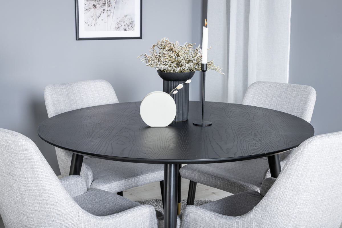 Venture Design Plaza & Dipp Matstolar 2-pack Grå + Runda Matbord ⌀115 Svart