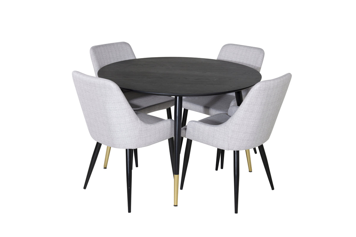 Venture Design Plaza & Dipp Matstolar 2-pack Grå + Runda Matbord ⌀115 Svart