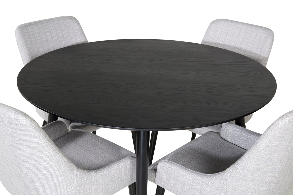 Venture Design Plaza & Dipp Matstolar 2-pack Grå + Runda Matbord ⌀115 Svart