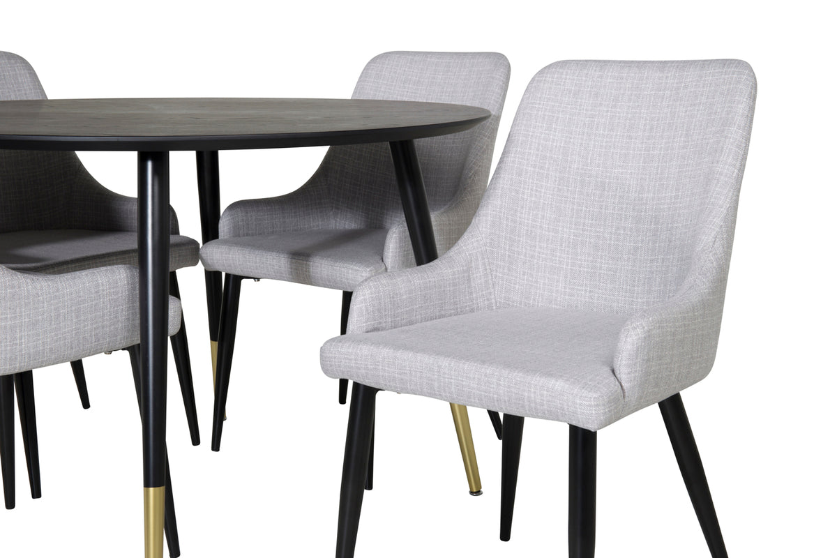 Venture Design Plaza & Dipp Matstolar 2-pack Grå + Runda Matbord ⌀115 Svart