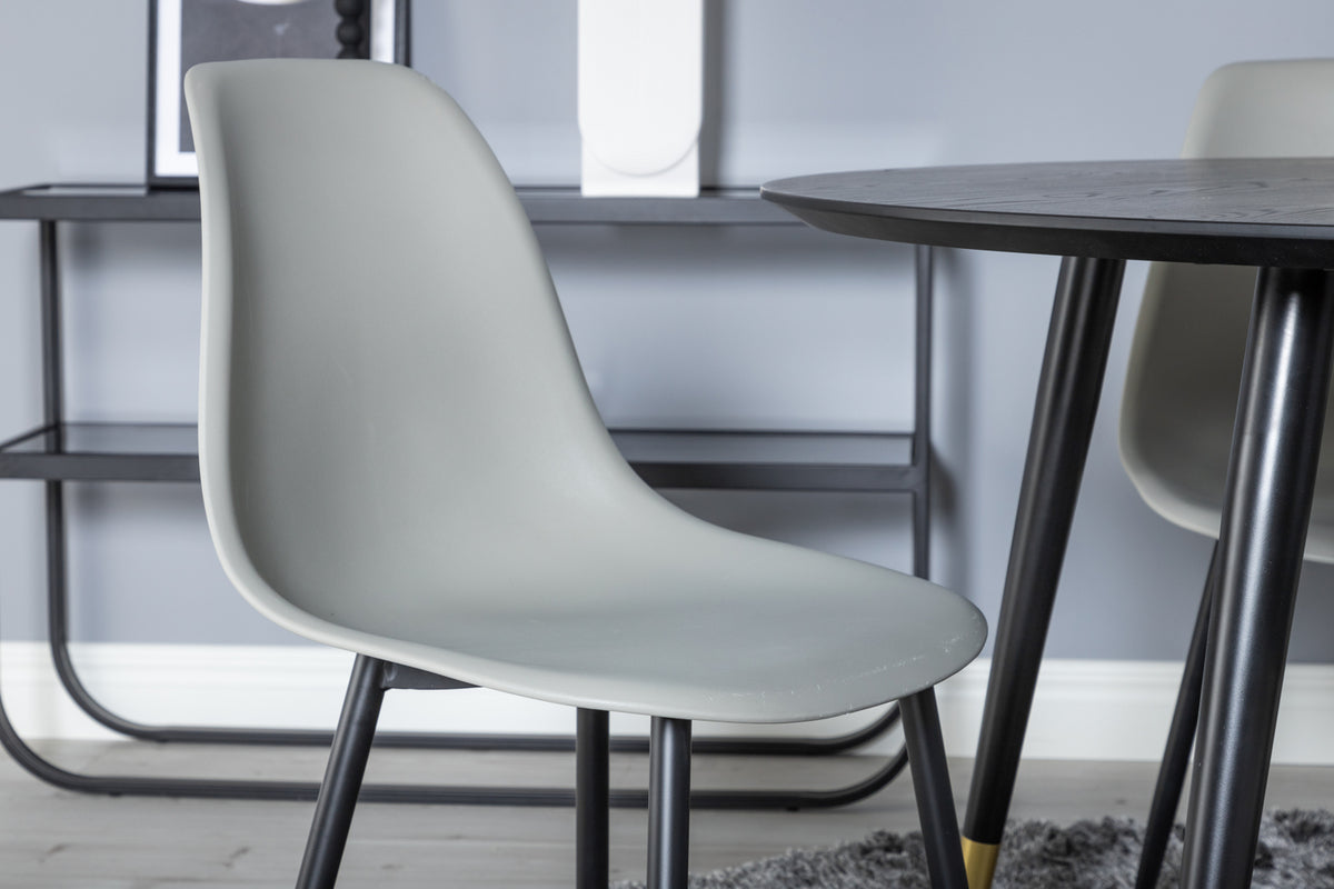 Venture Design Dipp & Polar Runda Matbord ⌀115 Svart + Matstolar 2-pack Grå