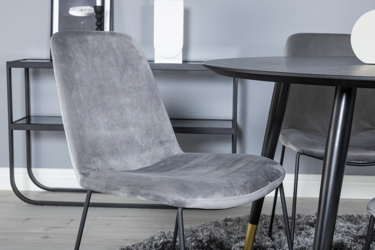 Venture Design Muce & Dipp Matstolar 2-pack Grå + Runda Matbord ⌀115 Svart