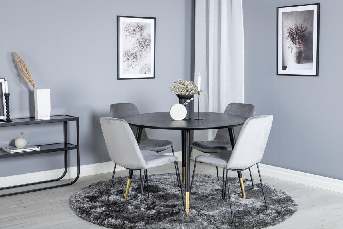 Venture Design Muce & Dipp Matstolar 2-pack Grå + Runda Matbord ⌀115 Svart