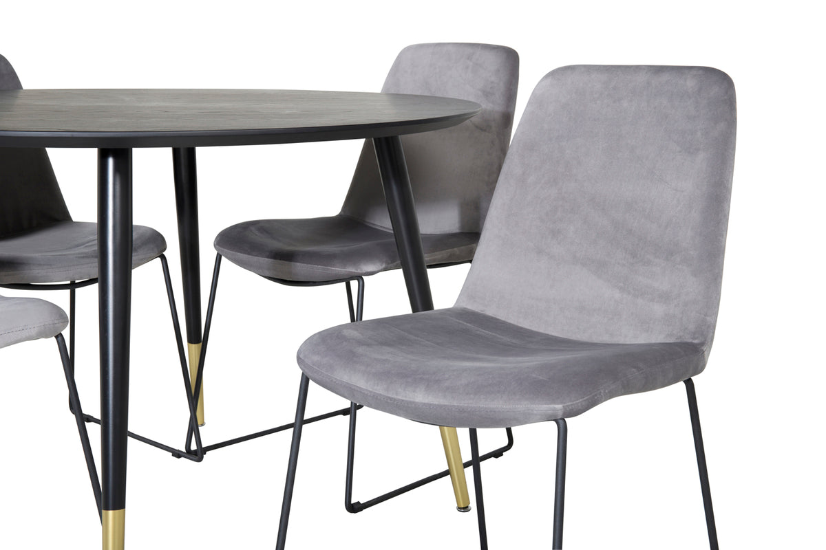 Venture Design Muce & Dipp Matstolar 2-pack Grå + Runda Matbord ⌀115 Svart
