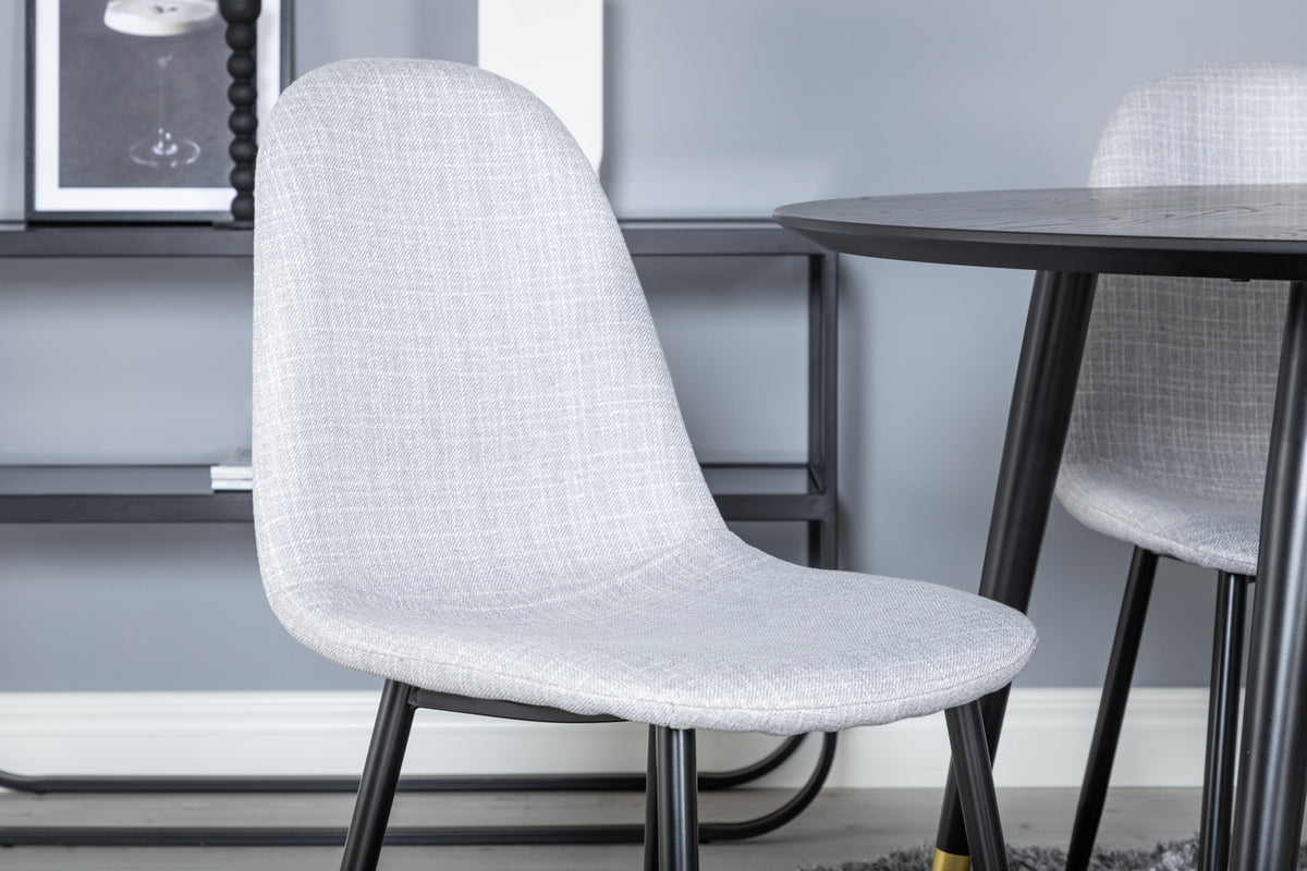 Venture Design Dipp & Polar Runda Matbord ⌀115 Svart + Matstolar 2-pack Grå