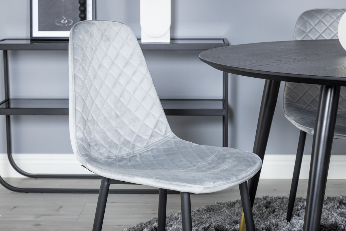 Venture Design Dipp & Polar Runda Matbord ⌀115 Svart + Matstolar 2-pack Grå