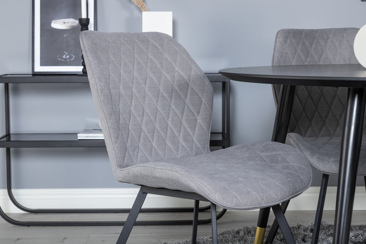 Venture Design Gemma & Dipp Matstolar 2-pack Grå + Runda Matbord ⌀115 Svart