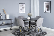 Venture Design Gemma & Dipp Matstolar 2-pack Grå + Runda Matbord ⌀115 Svart