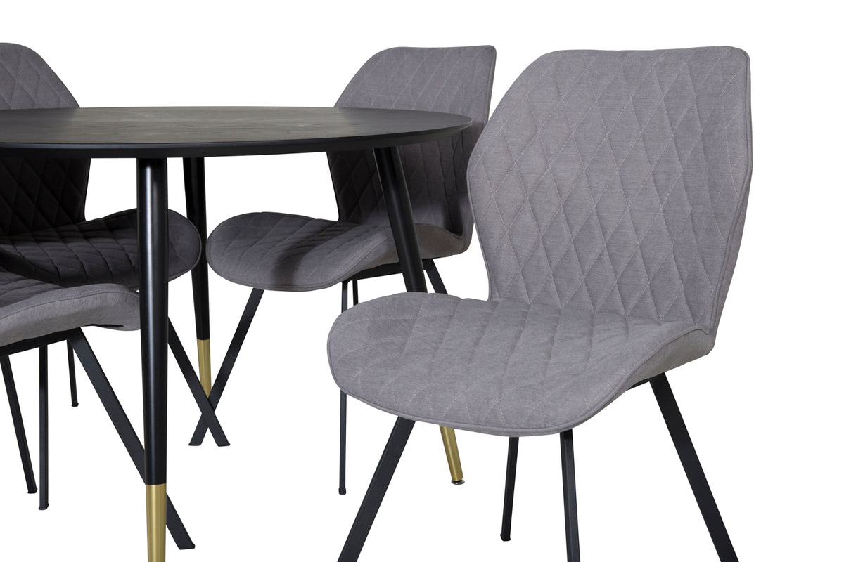 Venture Design Gemma & Dipp Matstolar 2-pack Grå + Runda Matbord ⌀115 Svart