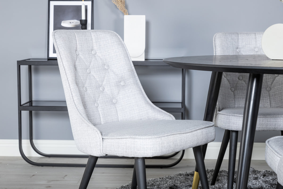 Venture Design Dipp & Velvet Deluxe Matbord ⌀115 + Matstolar Grå