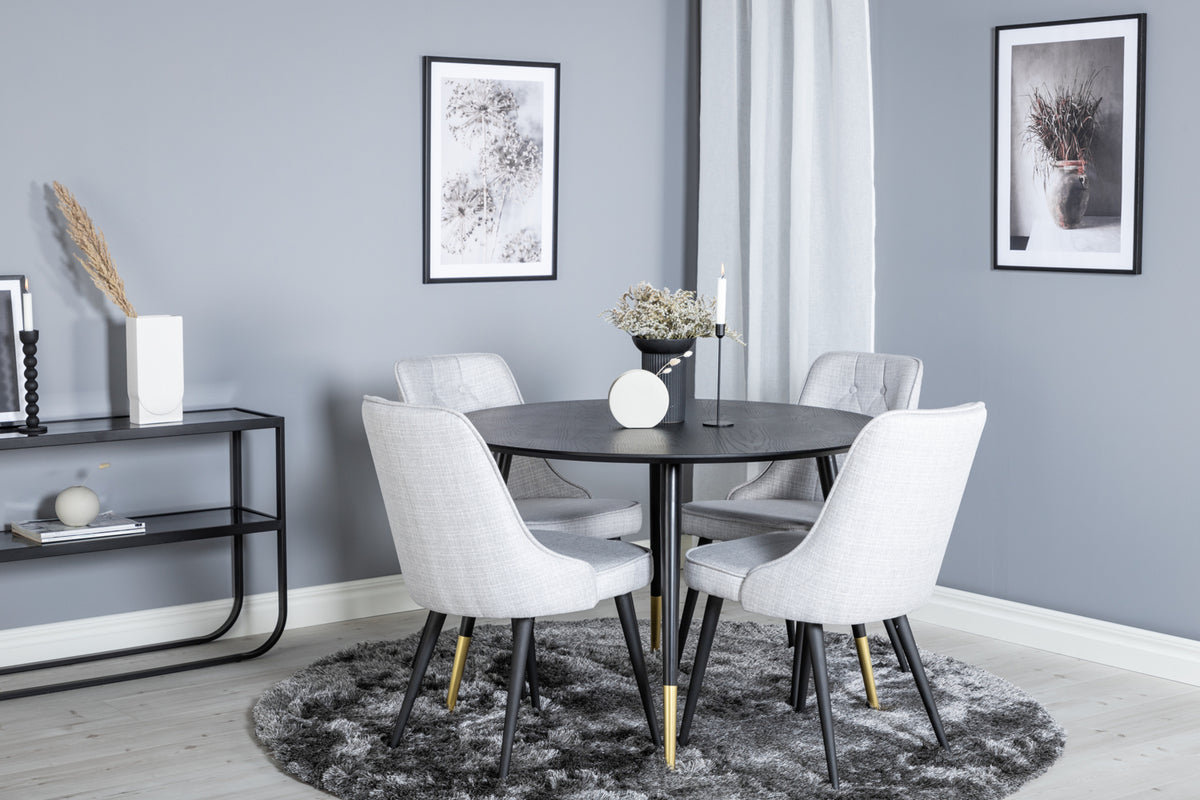 Venture Design Dipp & Velvet Deluxe Matbord ⌀115 + Matstolar Grå