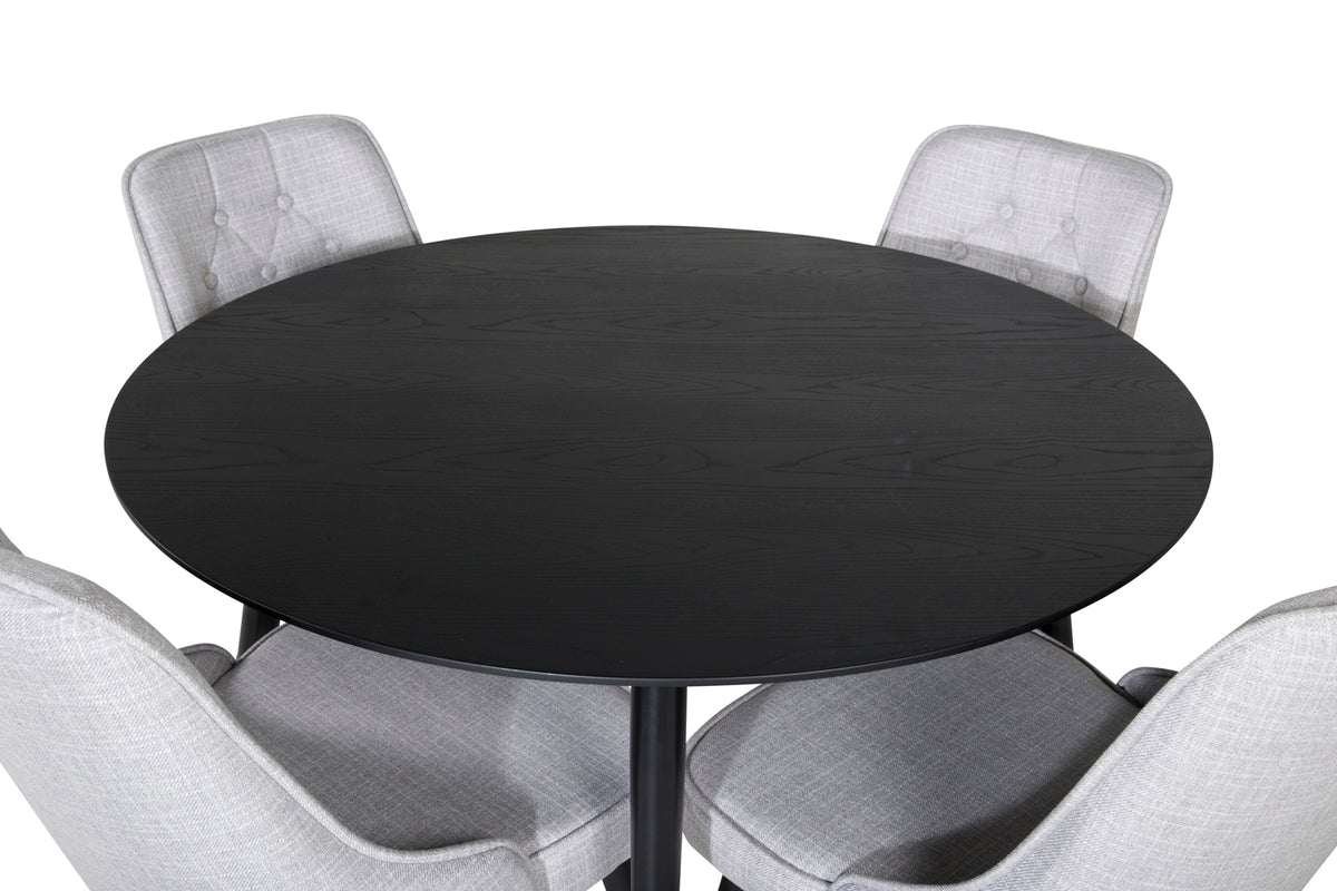 Venture Design Dipp & Velvet Deluxe Matbord ⌀115 + Matstolar Grå