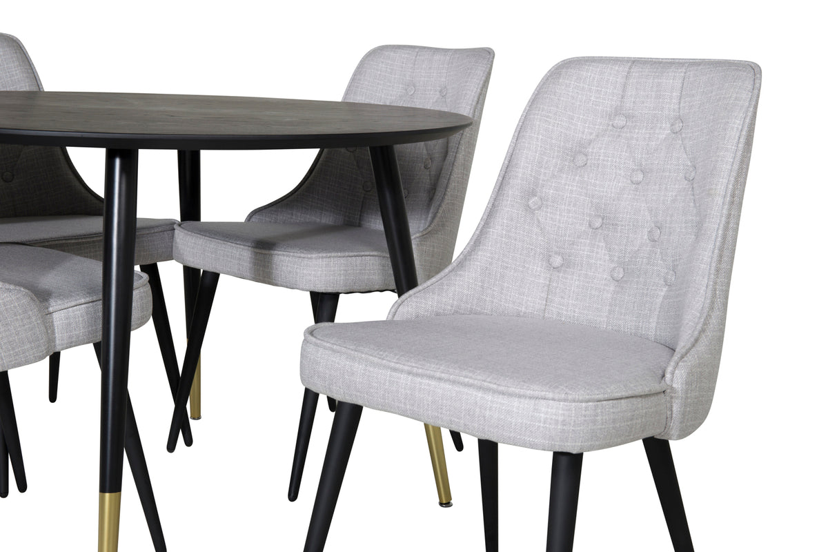 Venture Design Dipp & Velvet Deluxe Matbord ⌀115 + Matstolar Grå