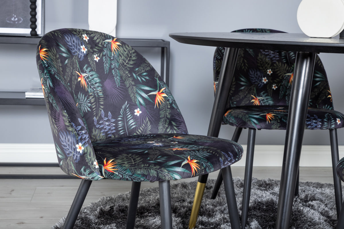 Venture Design Dipp & Velvet Runda Matbord ⌀115 Svart + Matstolar 2-pack Svart