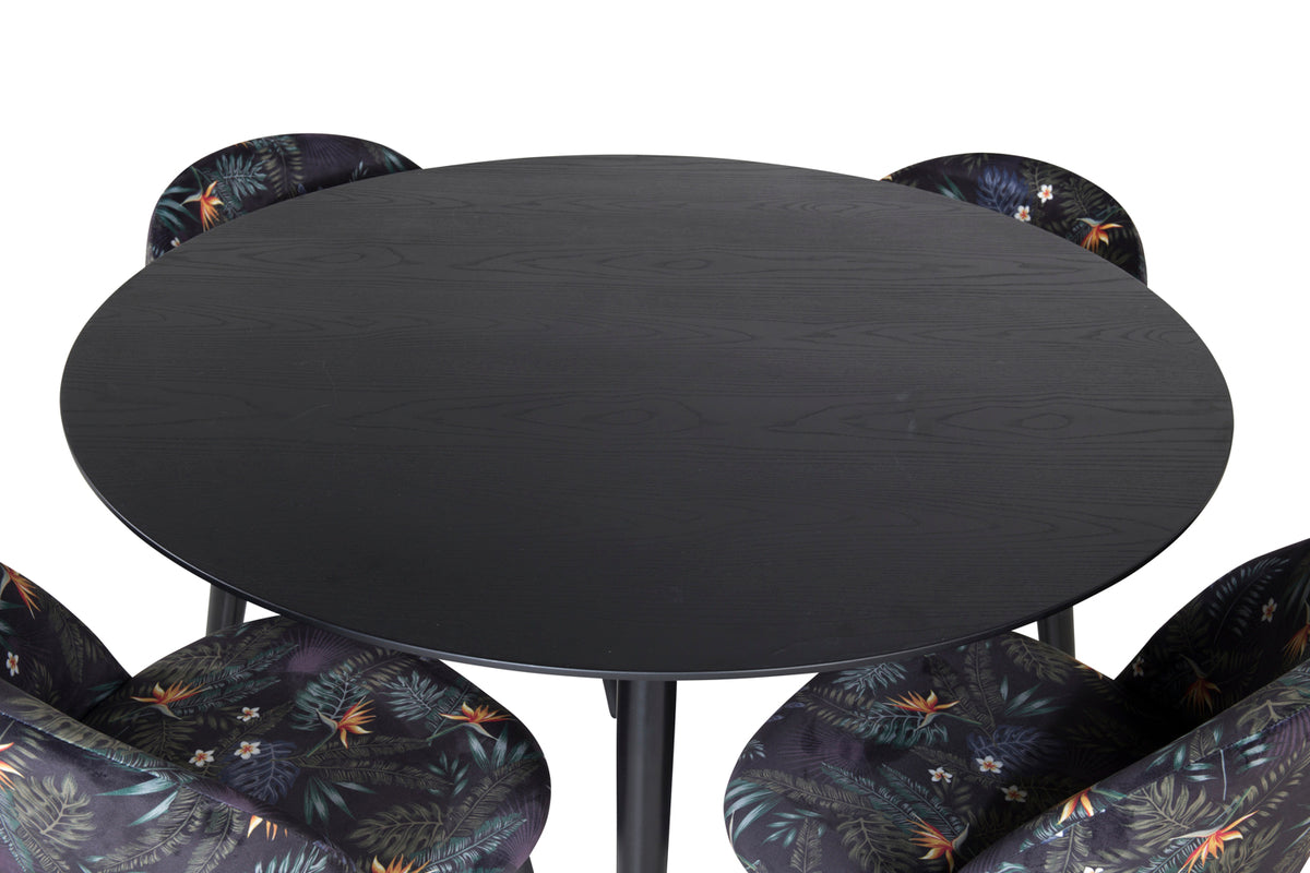 Venture Design Dipp & Velvet Runda Matbord ⌀115 Svart + Matstolar 2-pack Svart