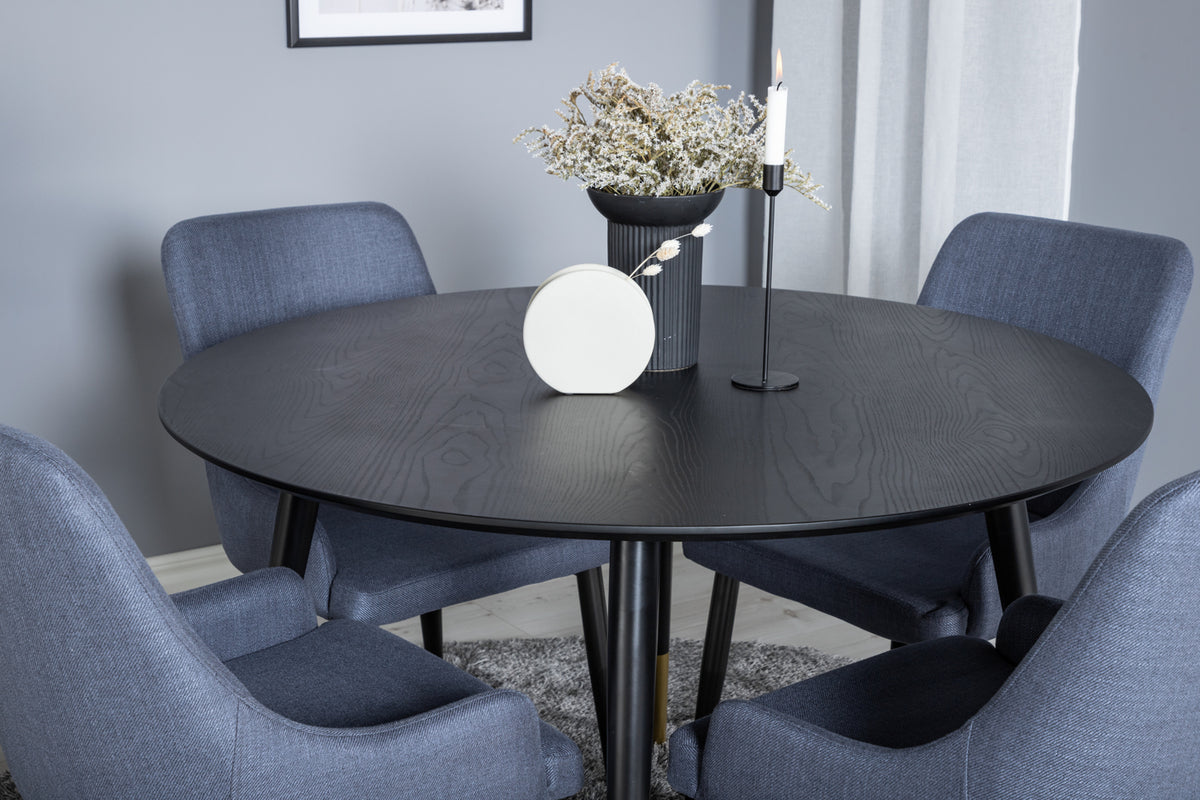 Venture Design Plaza & Dipp Matstolar Blå + Matbord ⌀115