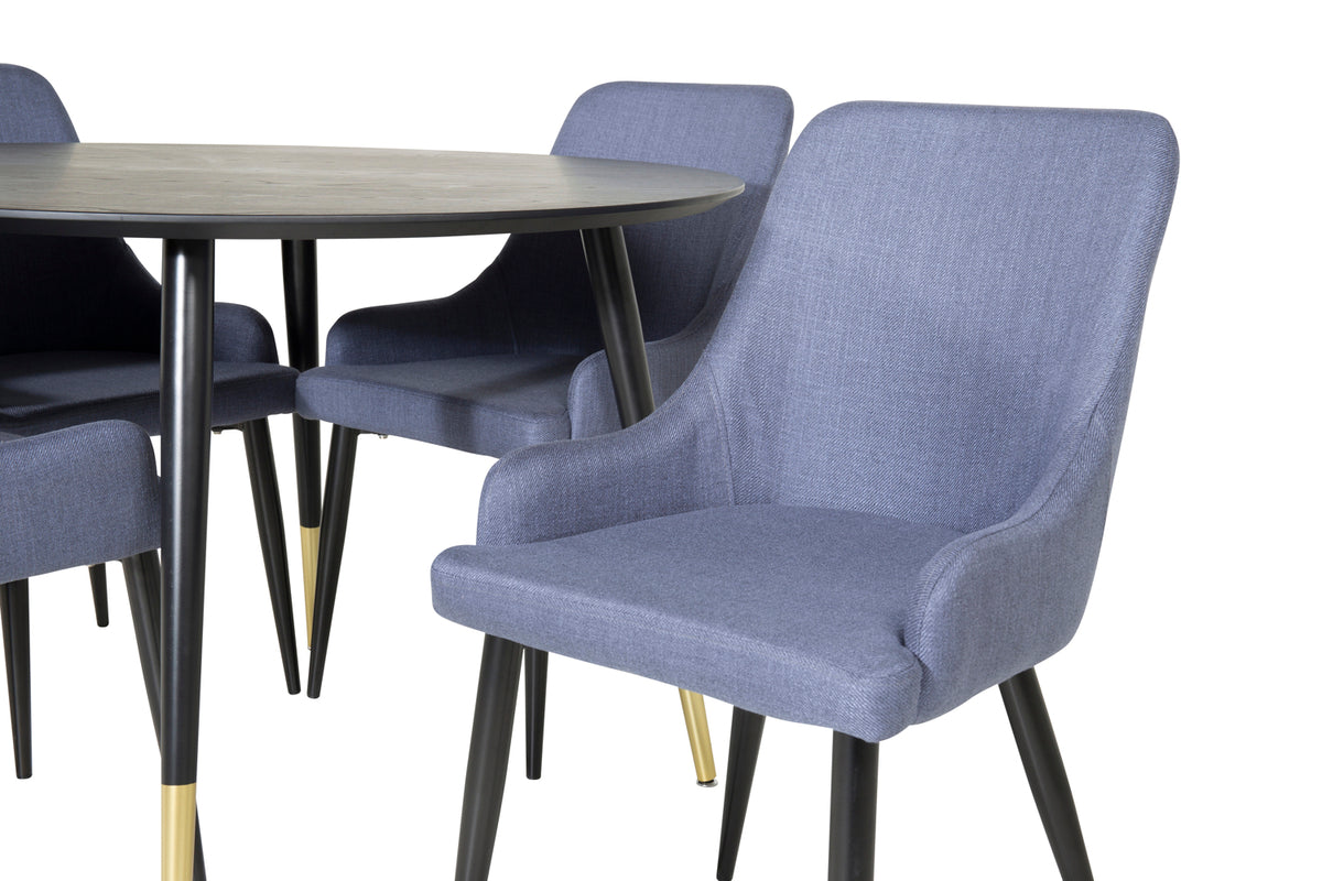 Venture Design Plaza & Dipp Matstolar Blå + Matbord ⌀115