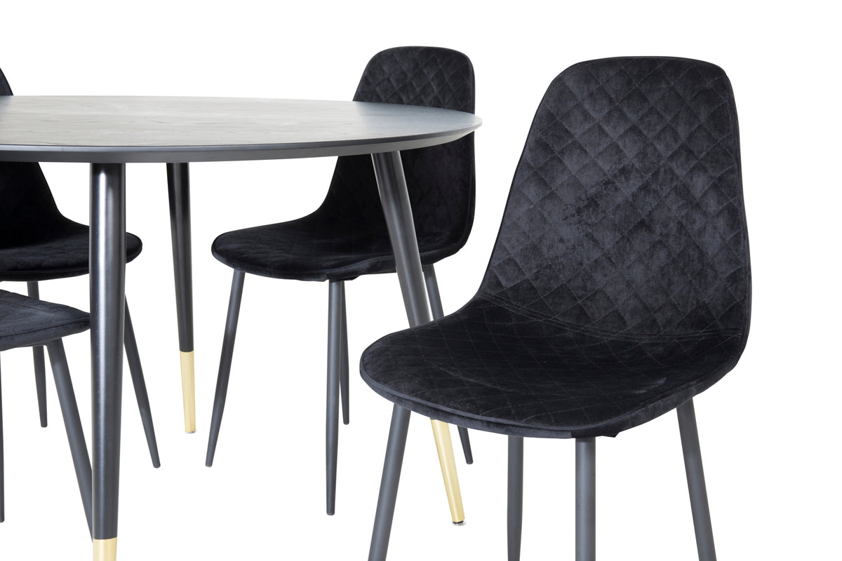 Venture Design Dipp & Polar Runda Matbord ⌀115 Svart + Matstolar 2-pack Svart