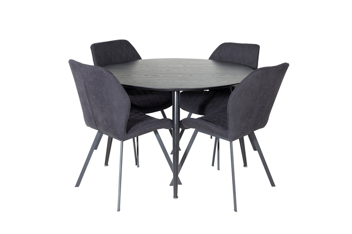 Venture Design Gemma & Dipp Matstolar 2-pack Svart + Runda Matbord ⌀115 Svart