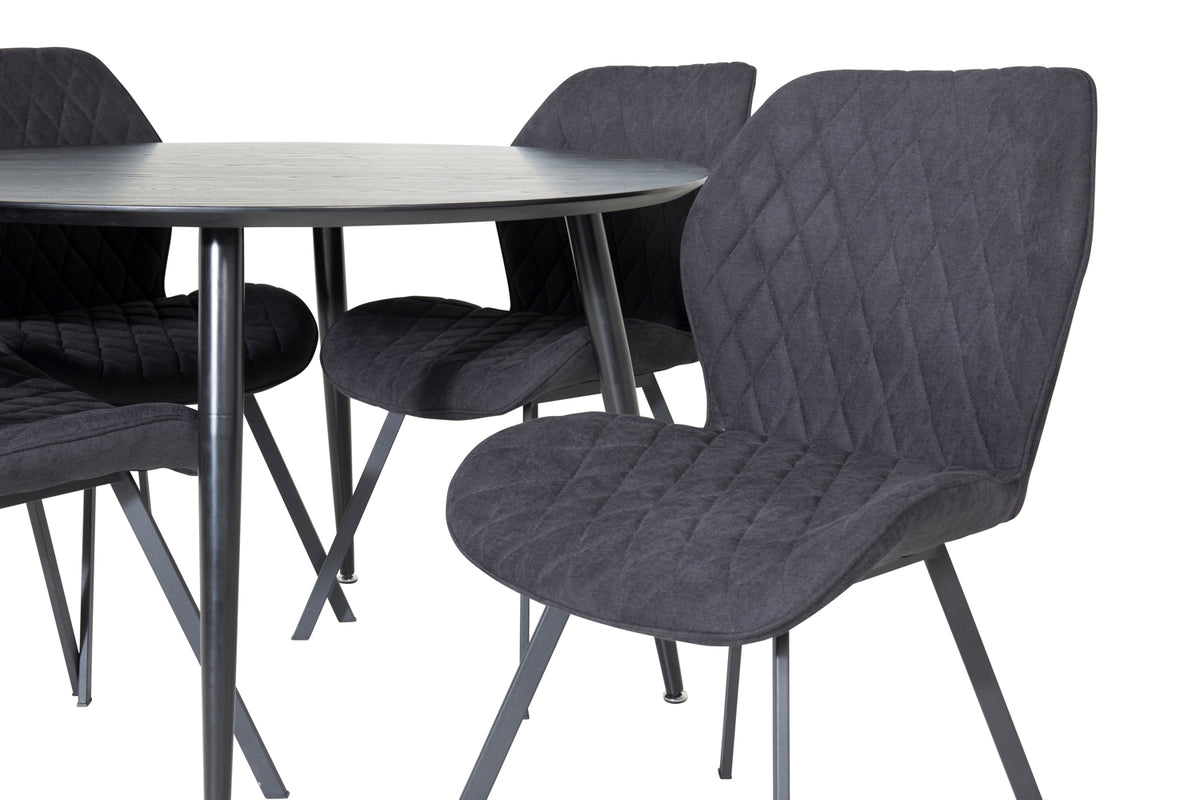 Venture Design Gemma & Dipp Matstolar 2-pack Svart + Runda Matbord ⌀115 Svart