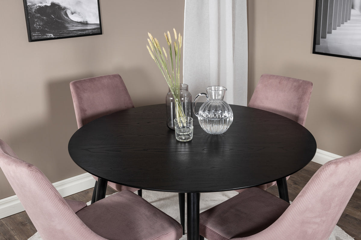 Venture Design Leone & Dipp Matstolar 2-pack Gammelrosa + Runda Matbord ⌀115 Svart