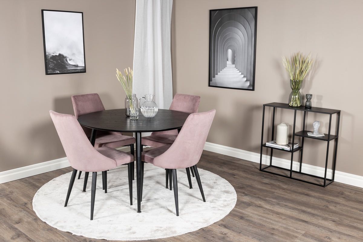 Venture Design Leone & Dipp Matstolar 2-pack Gammelrosa + Runda Matbord ⌀115 Svart