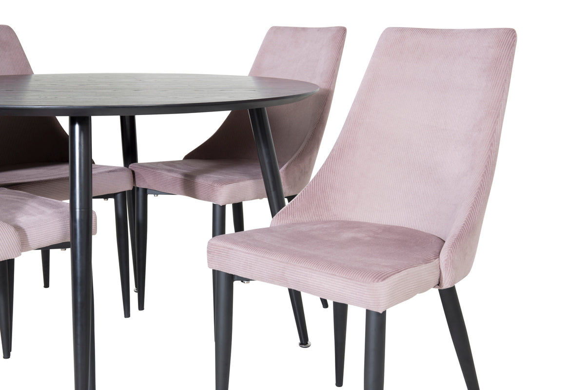 Venture Design Leone & Dipp Matstolar 2-pack Gammelrosa + Runda Matbord ⌀115 Svart