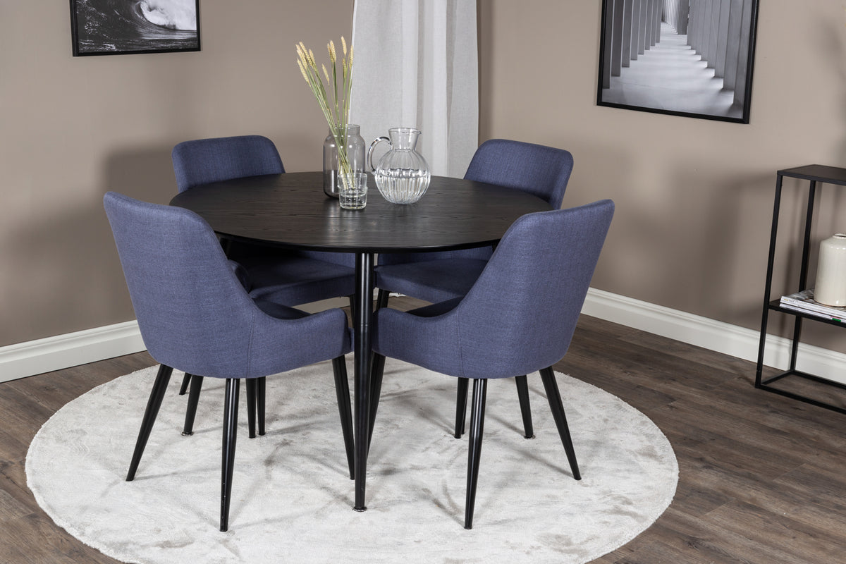 Venture Design Plaza & Dipp Matstolar Blå + Matbord ⌀115