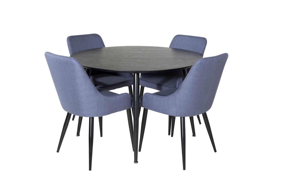 Venture Design Plaza & Dipp Matstolar Blå + Matbord ⌀115