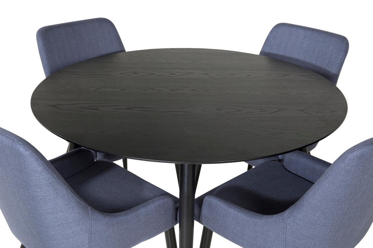 Venture Design Plaza & Dipp Matstolar Blå + Matbord ⌀115