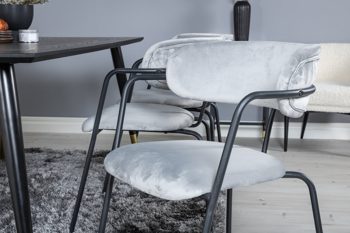 Venture Design Arrow & Dipp Matstolar 2-pack Grå + Rektangulära Matbord 180 x 90 Svart