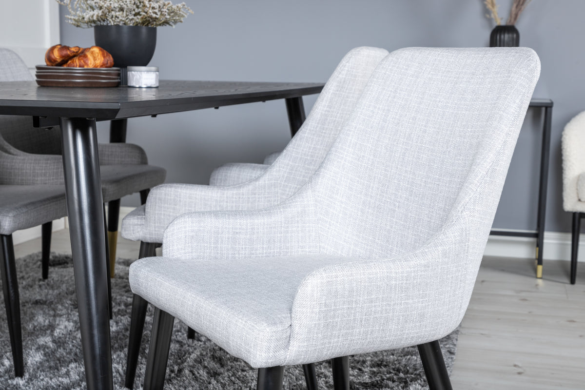 Venture Design Plaza & Dipp Matstolar 2-pack Grå + Rektangulära Matbord 180 x 90 Svart