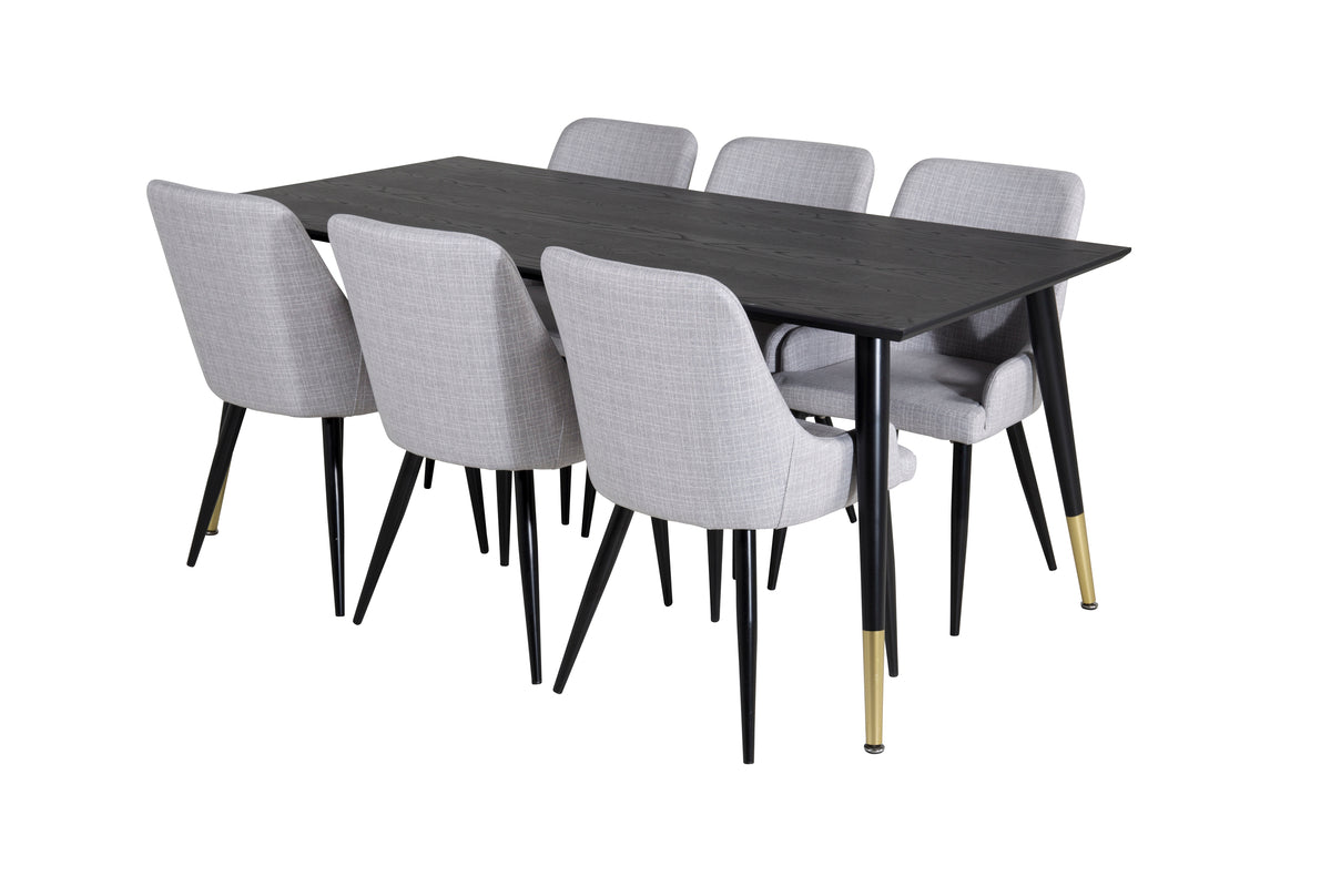 Venture Design Plaza & Dipp Matstolar 2-pack Grå + Rektangulära Matbord 180 x 90 Svart