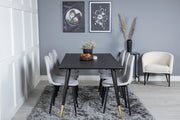 Venture Design Dipp & Polar Rektangulära Matbord 180 x 90 Svart + Matstolar 2-pack Grå